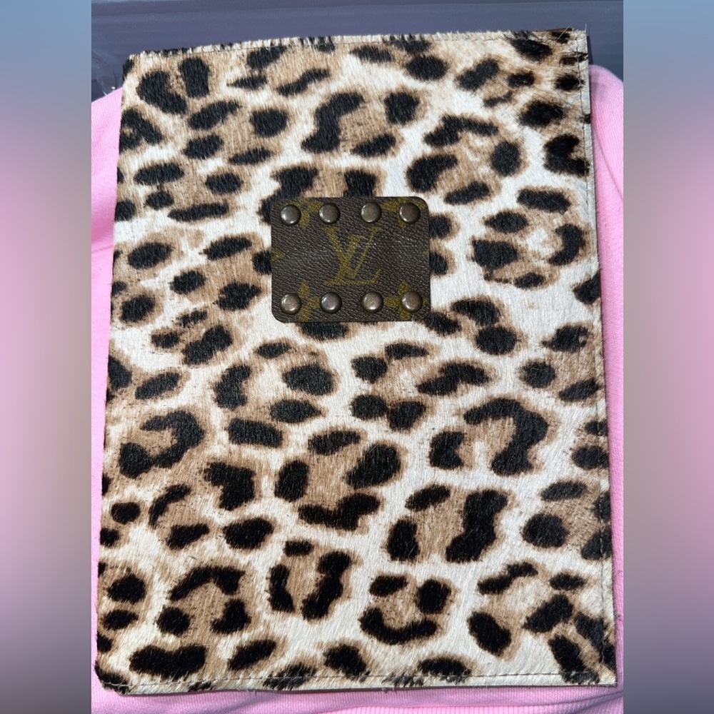 Keep It Gypsy cheetah hair on hide leather composition notebook cover